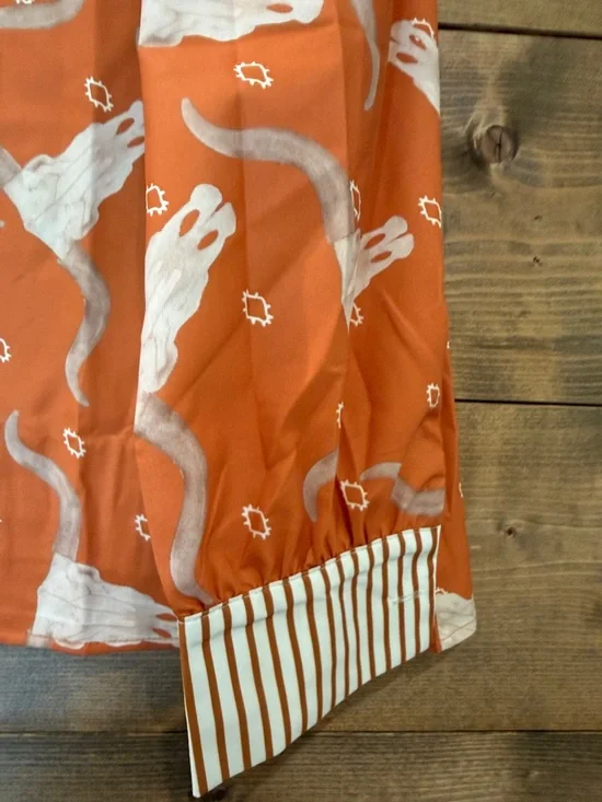 Orange Printed Longhorn Button-Down Blouse - Picture 4 of 7